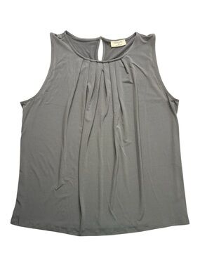 ZENANA Sleeveless Pleated Neck Blouse | Size 2X | Black